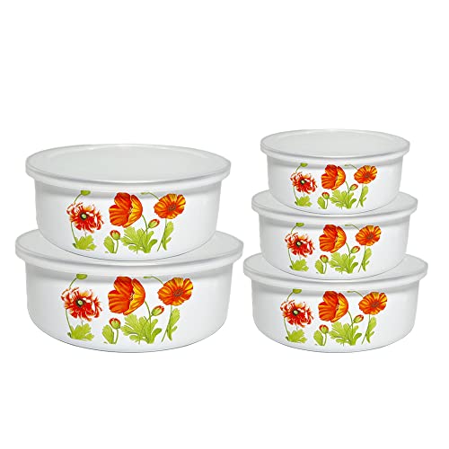 Mixing Bowls Sets For Kitchen Serving Fruit Cereal Ice Cream Salads Prepared Bowls 5 Pieces With Lid Metal Prep Baby Bowls Sugar Candy Nesting Food Storage Food Container Bowl #TOP3
