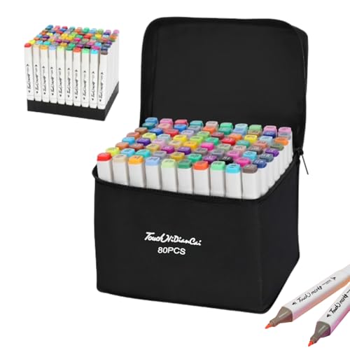Canetinha Ponta Dupla para Colorir Kit Estojo de Canetas Escolar Marcador Coloridas Permanente Duas