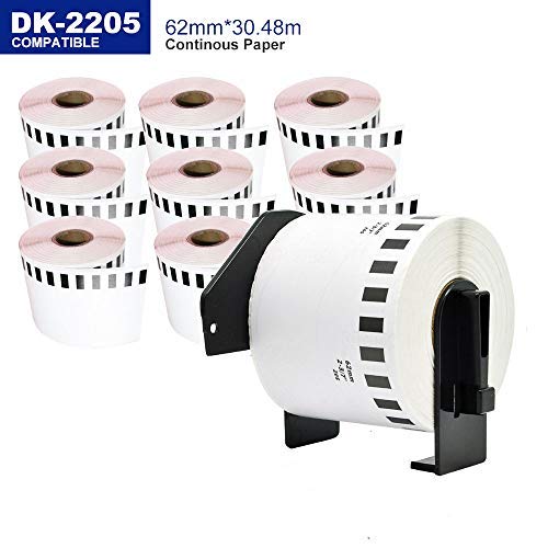 acoloristore Continuous Labels with DK-22205 30.48 mm x 62 mm 9 Rolls with Reusable Holder for QL500 QL500A QL550 QL560VP QL570