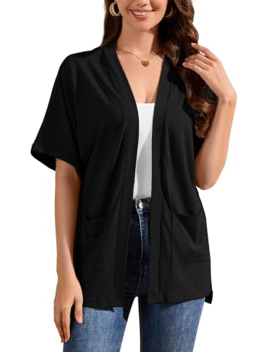 Image of Heymoments Women's Short Sleeve Cardigan Lightweight Open Front Cardigans