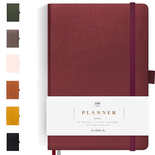 Agenda journalier A5 à couverture rigide haut de gamme | Finitions soignées Scribble & Dot