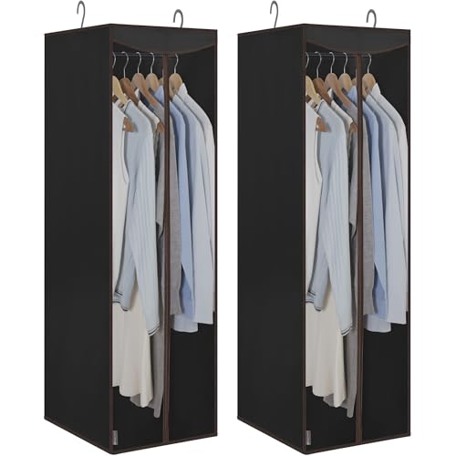 STORAGE MANIAC 2-Pack Hanging Garment Bag Zipper Cover with Sealed Clear Window, Long Garment Cover for Closet Storage Wardrobe Clothes Protector, Lar