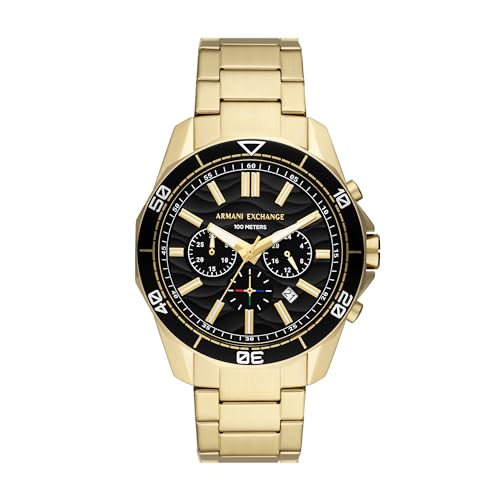 Armani Exchange A｜X Men's Chronograph Gold-Tone Stainless Steel Bracelet Watch (Model: AX1958)
