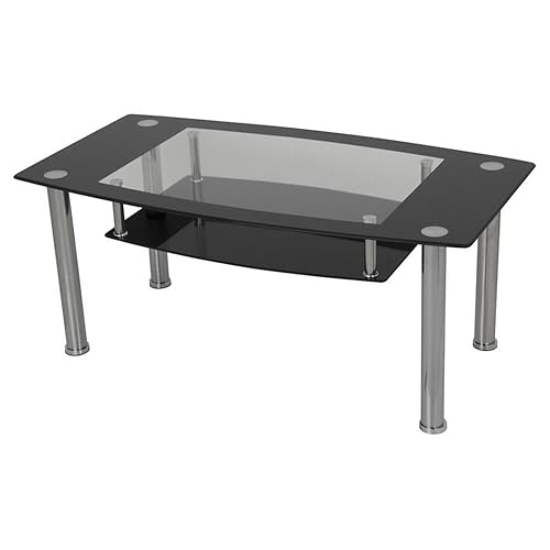 AVF Transitional Steel and Glass Coffee Table in Black/Chrome