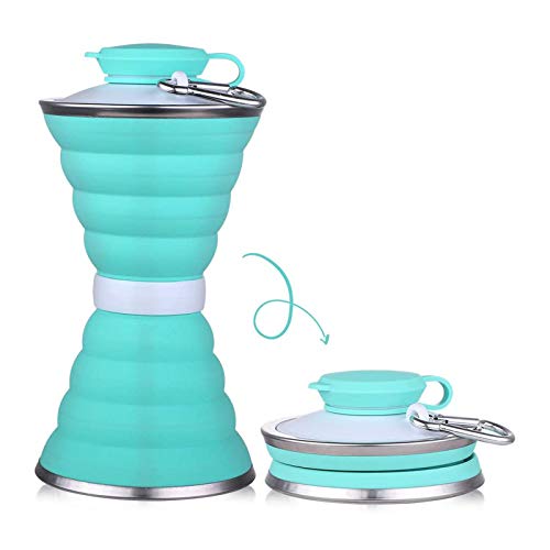 ONEISALL Botellas de Agua Plegables, Botella de Agua de Silicona Plegable para apretar, Botella de Agua sin BPA, Botella de Agua Deportiva para Viajes, Ciclismo, Camping, 500 ml