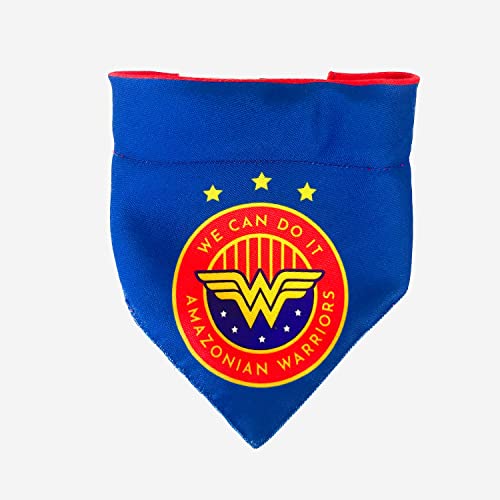 Image of That Dog In Tuxedo Tdit X�Dc Wonder Woman Reversible Dog Bandana With Adjustable Dog Collar (Size Small), Multicolor