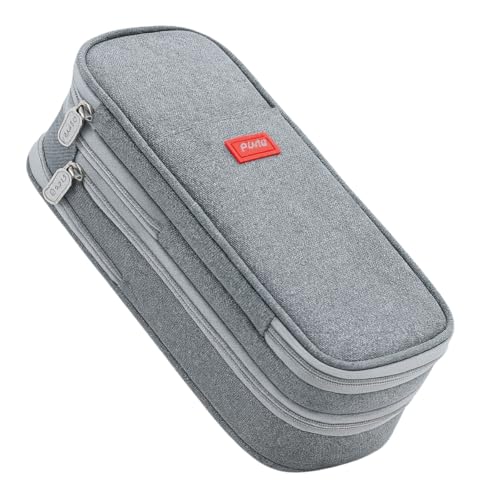 Estojo Box Escolar com Divisória Organizador (Cinza)