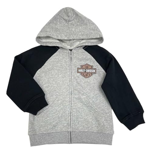 Harley-Davidson Big Girls' Bar & Shield French Terry Hoodie - Gray/Black