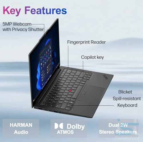 Image of Lenovo ThinkPad E14 Gen 7 Business AI PC Laptop (14 inch FHD+, AMD Ryzen 7 250 (> Intel Ultra 7 155U), 16GB DDR5 RAM, 512GB SSD), Backlit KB, Fingerprint, 5MP Webcam, Ethernet, Wi-Fi, Win 11 Pro, 2026