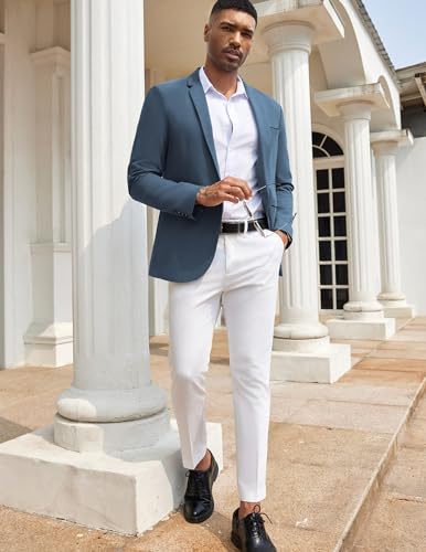 COOFANDY Men's Casual Blazers Sport Coats Slim Fit Cotton Sport Jackets 1 Button Lightweight Suit Jackets, Blue, Small4