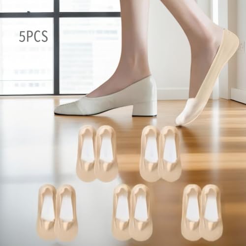 5 Pairs Invisible No Show Socks, Moisture Wicking & Cotton Bottom Low Cut Liner Socks