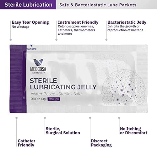 Medcosa Sterile Lubrication Packets | Small Lube Packs | Personal Lubricants | Water Based Lubricating Jelly [150 x 3g] Disposable Sachets