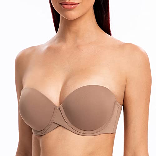 Image of MELENECA Women's Stay Put Padded Cup with Lift Underwire Push Up Strapless Bras