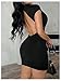SOLY HUX Women's Open Back Mini Dress Sexy Deep V Neck Draped Cap Sleeve Backless Bodycon Party Club Dresses Plain Black Large