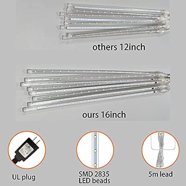 Aokudoni Blue Christmas Icicle Lights, 16 Inch 8 Tube Outdoor, UL Certified LED Connectable Decorations for Yard Porch Party Garden