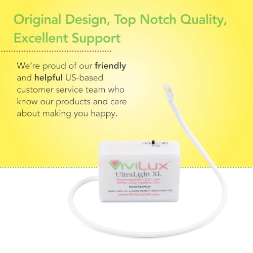 Image of ViviLux Ultralight XL Craft & Sewing Light, Magnetic Mount, 1500 Lumen LED | Super Bright LED Hobby Light, Rechargeable Battery, Rare Earth Magnet, 11 in Extended Flexible Arm, Hands-Free Use, Cordless