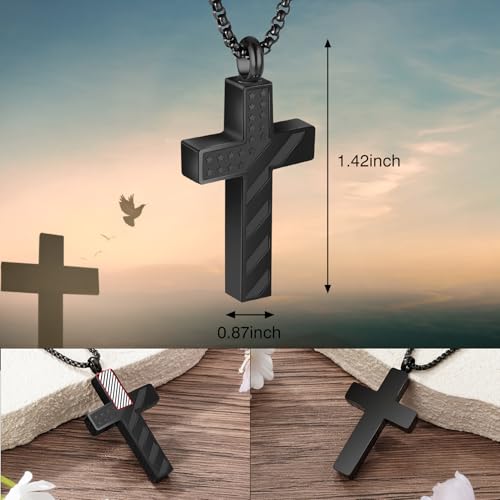 XIUDA Cross Cremation Jewelry Flag Urn Ashes Necklace for Women Men Cremation Ash Pendant Loved One Memorial Jewelry2