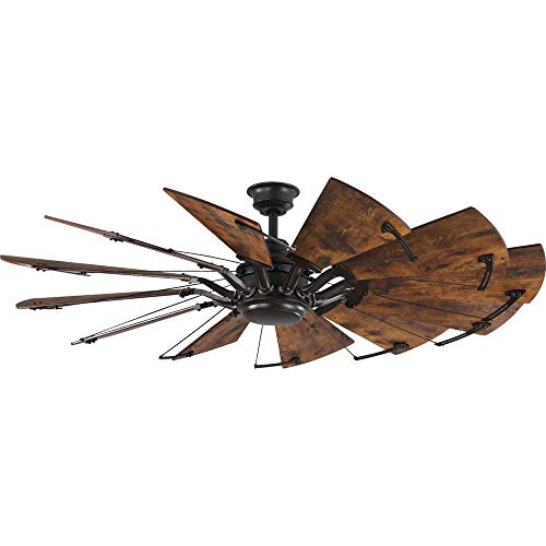 Progress Lighting P250000-129 Springer Collection DC Motor Windmill Farmhouse, 60-Inch, 12-Blade Ceiling Fan, Architectural Bronze