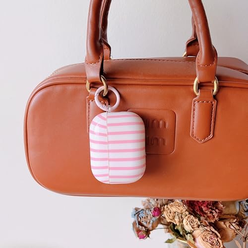 Image of MINSCOSE for AirPods Pro 2nd /1st Generation Clear Case,Cute Striped Pattern Design with Girly Keychain Ring,Soft TPU Protective Shockproof Cover with Cleaner Kit for Airpods Pro /Pro 2-Pink