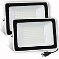 UFOND 10000 Lumens LED Flood Lights,100W Outdoor Waterproof Floodlights, Lighting Angle Adjustable,Portable Light with Plug for Garage,Yard,Garden,Porch(2 Pack)
