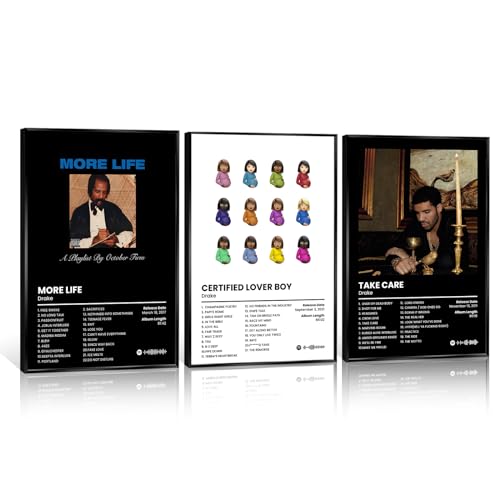 Anslivle Drake Album Cover Poster, Framed 3-Piece Drake Music Posters, Hip Hop Poster, HypeBeast...