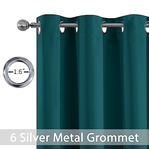 Yakamok Blackout Curtains for Bedroom 2 Panels Set 84 Inch Length Thermal Insulated Room Darkening Dark Black Out Drapery Grommet Window Treatments Drapes for Living Room, 38x84, Dark Teal