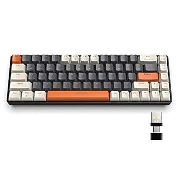 YINDIAO Teclado mecânico para jogos K68 60% sem fio, Bluetooth 5.0/2.4 GHz, receptor USB-C 2 em 1 de modo duplo, troca a quente, layout compacto dos EUA de 68 teclas, economia de energia, interruptor