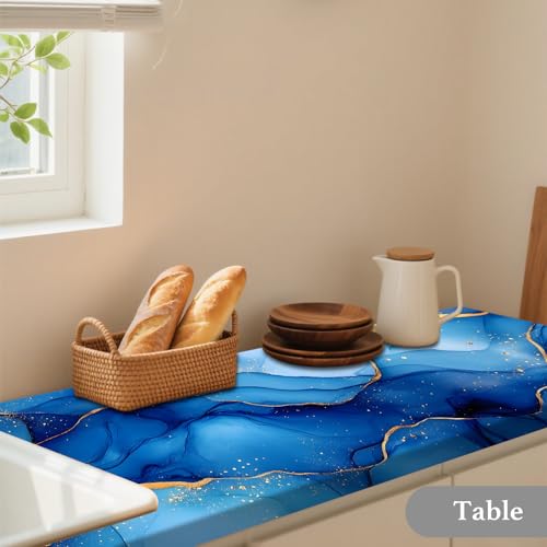Image of Nuxovilar Blue Abstract Wave Wallpaper Peel Stick Vinyl 15.75x118.11