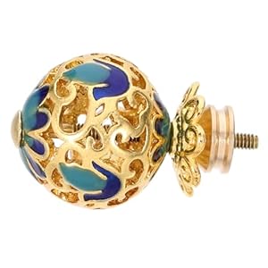 Fixoshee Goldener Deckelknopf mit blau-türkiser Emaille 55JF1492L8K