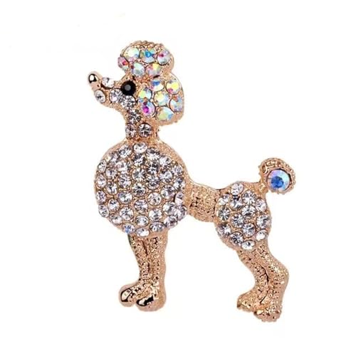 Image of Rhinestone Gold-Plated Poodle Dog Women's Brooches Pins Animal Lapel Collar Jewelry Accessories Cute Gifts
