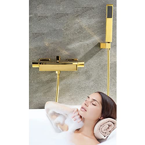 Robinet baignoire doré cascade design luxe avec douchette à main