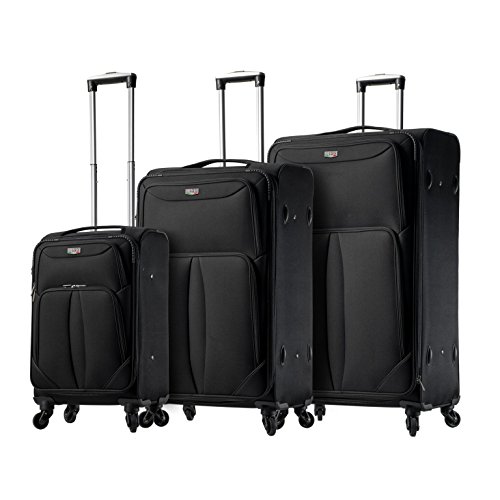 Viaggi V1100-03pc-blk Italy Sione Softside Spinner 3pc Set, Black, One Size