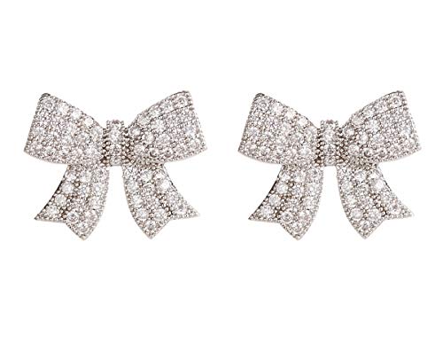 Fashion jewelry designer statement rhinestone large bow stud earr…
