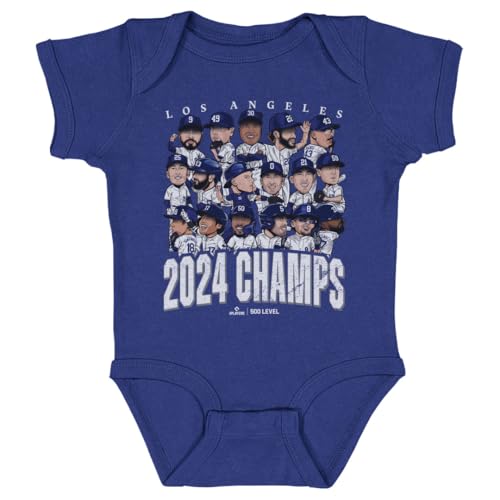 500 LEVEL Los Angeles Baseball 2024 World Champs One-Piece Infant Bodysuit (Royal Blue, 18M)