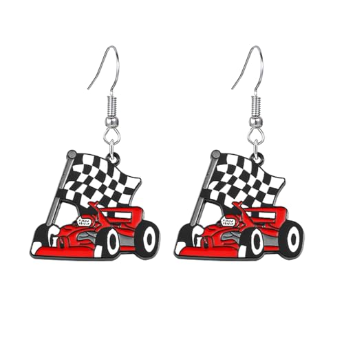 coadipress Checkered Flag Earrings Racing Earrings for Women Charm Black and White Checkered Jewelry Race Day Gifts for Racers Racing Fans