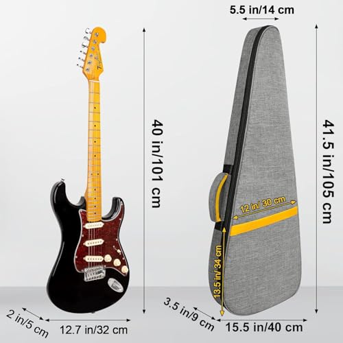Image of Electric Guitar Bag Gig Bag, LETSROCK 39 Inch Electric Guitar Case with 0.5 Inch Thick Padding with Carry Handle, Pocket & Neck Strap Gray