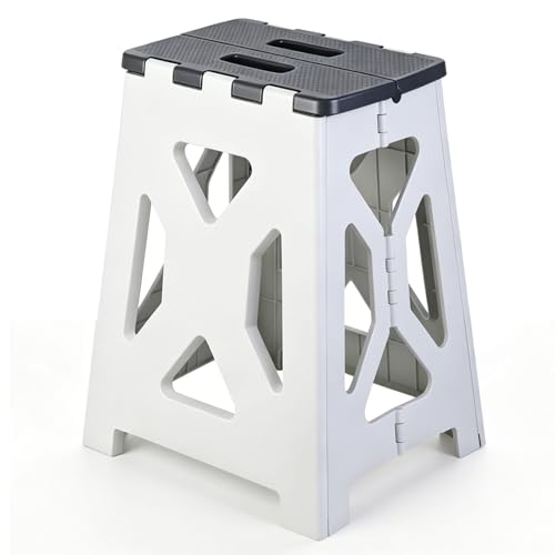 SKY-TOUCH Folding Step Stool Heavy Duty Step Stool for Adults Childs Portable & Collapsible Stepping Stools Anti-Slip Stepstool Foldable Steps for Camping DIY Garage Bathroom - Grey 64 * 45cm