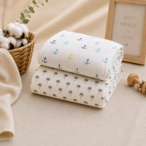 Image of Organic Cotton Muslin Pack of 2 Baby Bath Towel Cotton Cloth Premium Baby Washable, Reusable, Absorbent, Extra Soft 120 X 120 Cm Anchor & Cocount