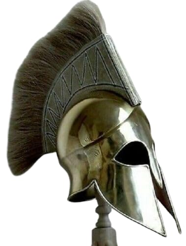 Medieval Full Brass Greek Helmet with Two Side Plume Knight Spartan