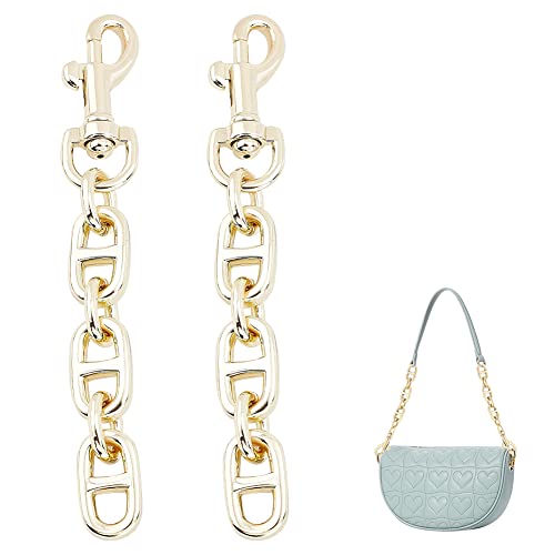 UNICRAFTALE 2Pcs Bag Extender Chains Alloy Purse Chain Strap 12cm Light Gold Crossbody Shoulder Bag Strap Extender Chains with Swivel Eye Bolt Snap Hook for Bag Straps Replacement Accessories