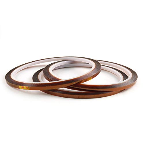 Image of E-outstanding 3pcs 1 /8 inch Tawny Polyimide Single Silicone Adhesive Tape 3mmx33m High Temperature Resistant Tape for Masking, Welding, PCB Gold Finger Protection, Electronic Adhesive Insulation