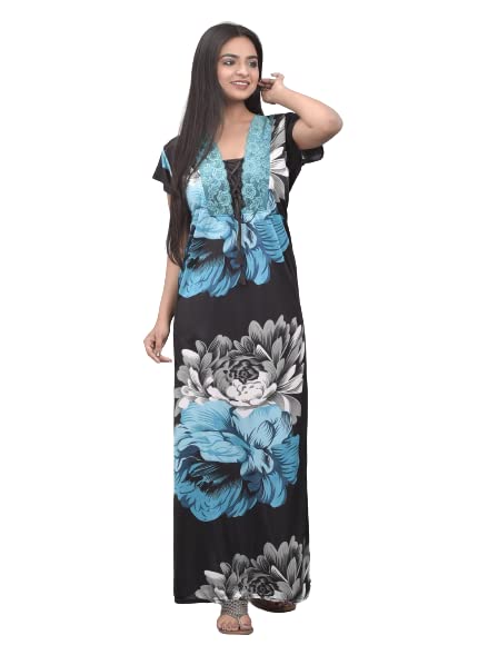 APRATIM Women/Girls Satin Printed Nightgown/Nightwear/Nighty/Maxi...