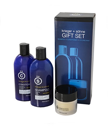 Best Gift Set For Men w/Top Styling Products - Includes k+s Man Series Tea Tree Shampoo - Peppermint Oil Conditioner - Styling Wax (Paraben Free) Top Ten for Birthday - Popular Gift Men Will Love