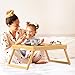 Bamboo Bed Tray Table with Foldable Legs, Breakfast in Bed Tray for Eating, Kitchen Serving Trays, Folding Table for Sofa, Beds, Eating, Working, Used As Laptop Desk Snack Trays, Bamboo