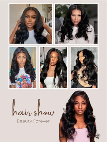 Image of Beauty Forever 7x5 Bye Bye Knots Put on and Go Glueless Wig Pre Cut 3D Body Wave Lace Front Wig Human Hair with Bleached Knots Pre Plucked Wigs for Beginner 150% Density Natural Color 22 Inch