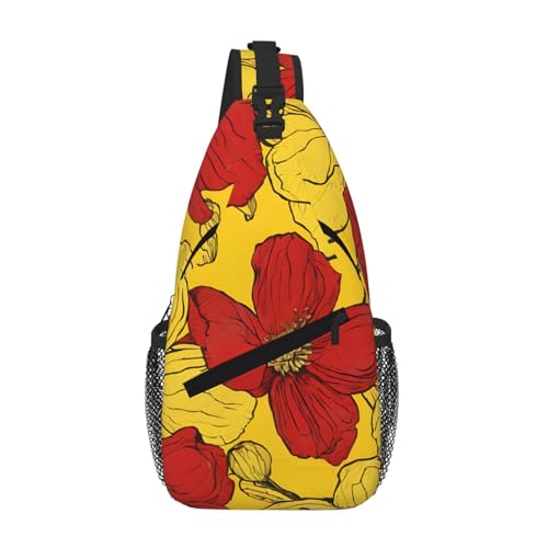 Pretty Poppy Flowers Print Cross Chest Bag Diagonally - High-Capacity For Short Trips, Work, And Daily Use