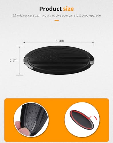 Image of Hoolcar Overlay Tailgate Emblem Rear Door Emblem Badge Cover Trim Exterior Accessories Compatible with Ford Bronco, Bronco Sport 2021-2023, Black, American Flag
