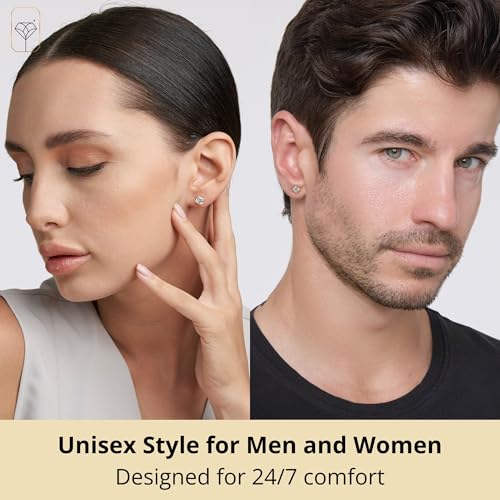 14K Gold Princess Cut CZ Stud Earrings for Women & Men | Anti Tarnishing Cubic Zirconia Earrings Studs with 14K Gold Butterfly Backs | 4MM 5MM 6MM 7MM CZ Gold Earrings by MAX + STONE3