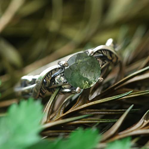 Moss Agate Ring Adjustable Rings Moss Agate Jewelry Green Gems 925 Silver Plated Copper Engagement Wedding Promise Jewelry Gift3