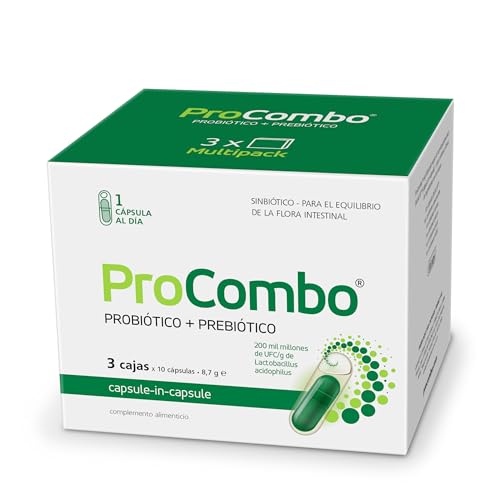 ProCombo - Probiótico inteligente con acción dirigida de bacterias beneficiosas. Cápsula doble para máxima protección y fórmula líquida para resultados más rápidos: ¡1 cápsula por día! (30 dosis)